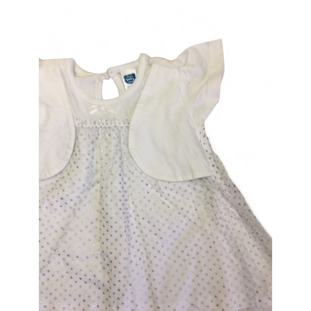 3-6M White & Silver Glitter Tunic Bolero Dress - Ackermans