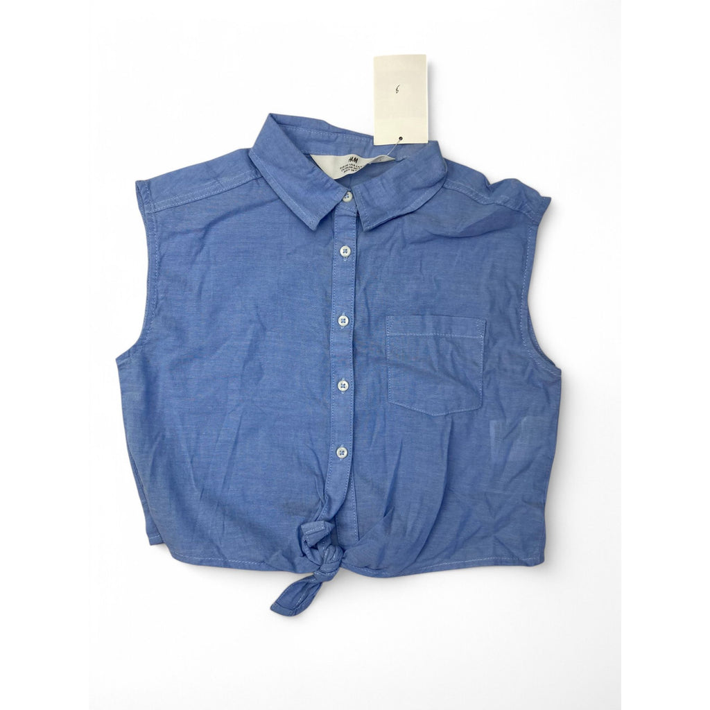 UK 8-9Y Light Blue Tie Front Blouse - H&M
