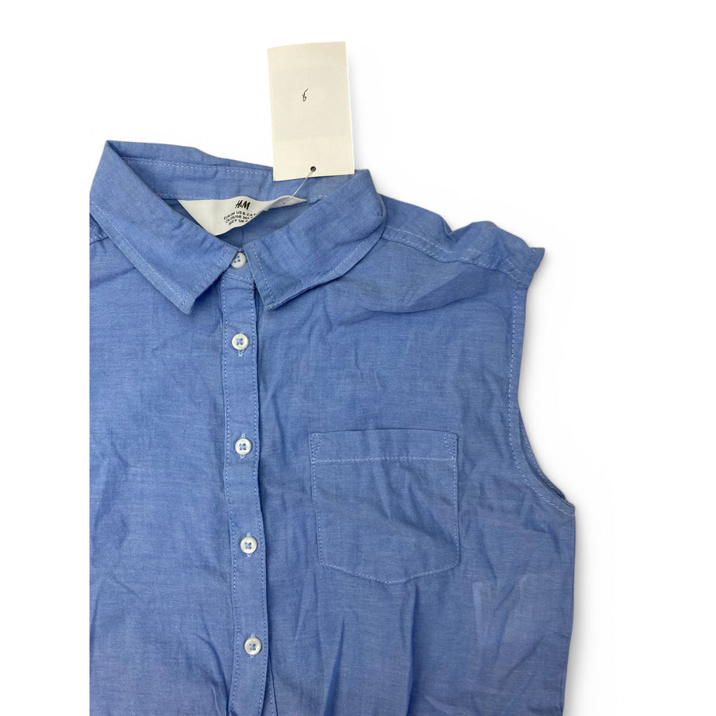 UK 8-9Y Light Blue Tie Front Blouse - H&M