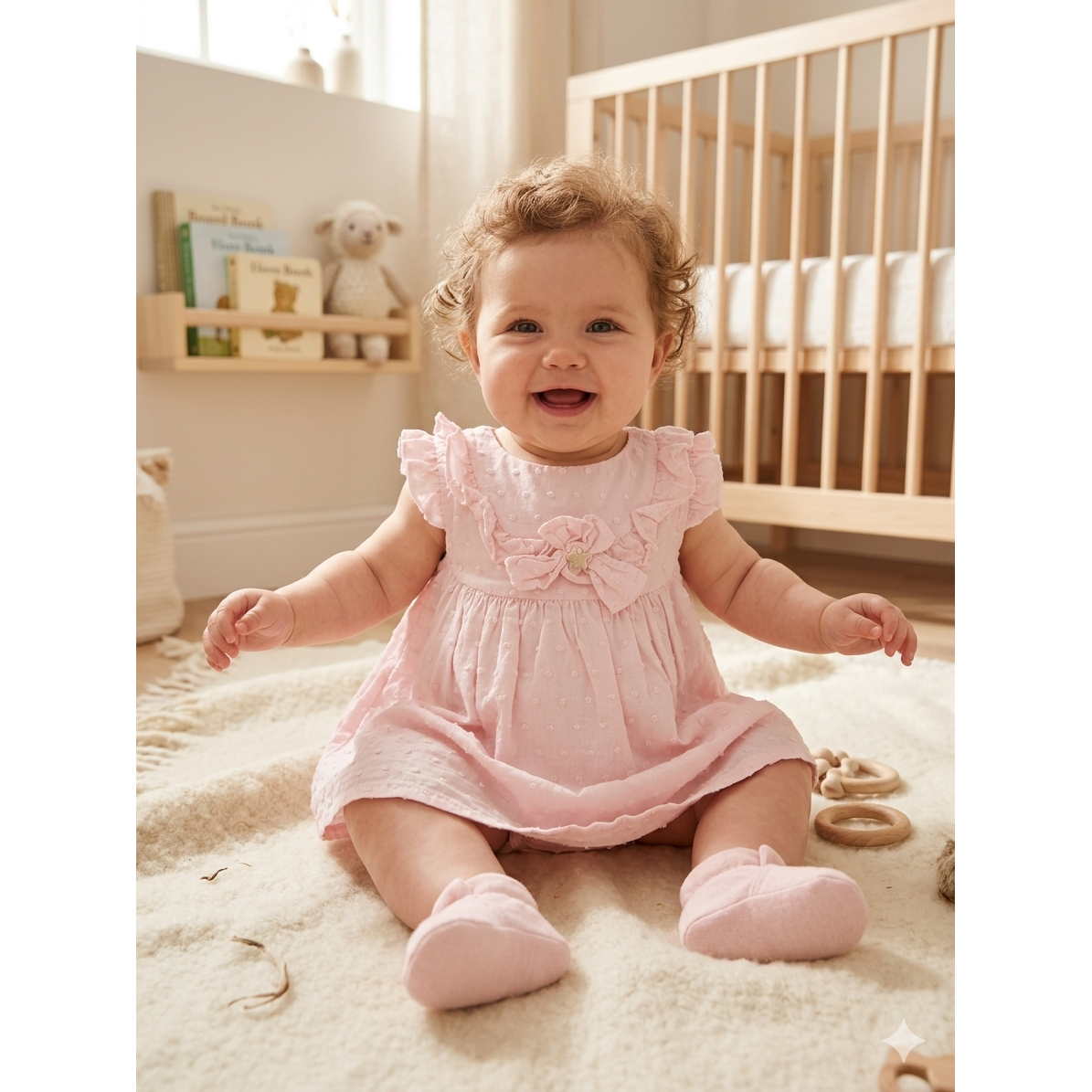 6-9M Light pink pindot cotton dress - Caramell