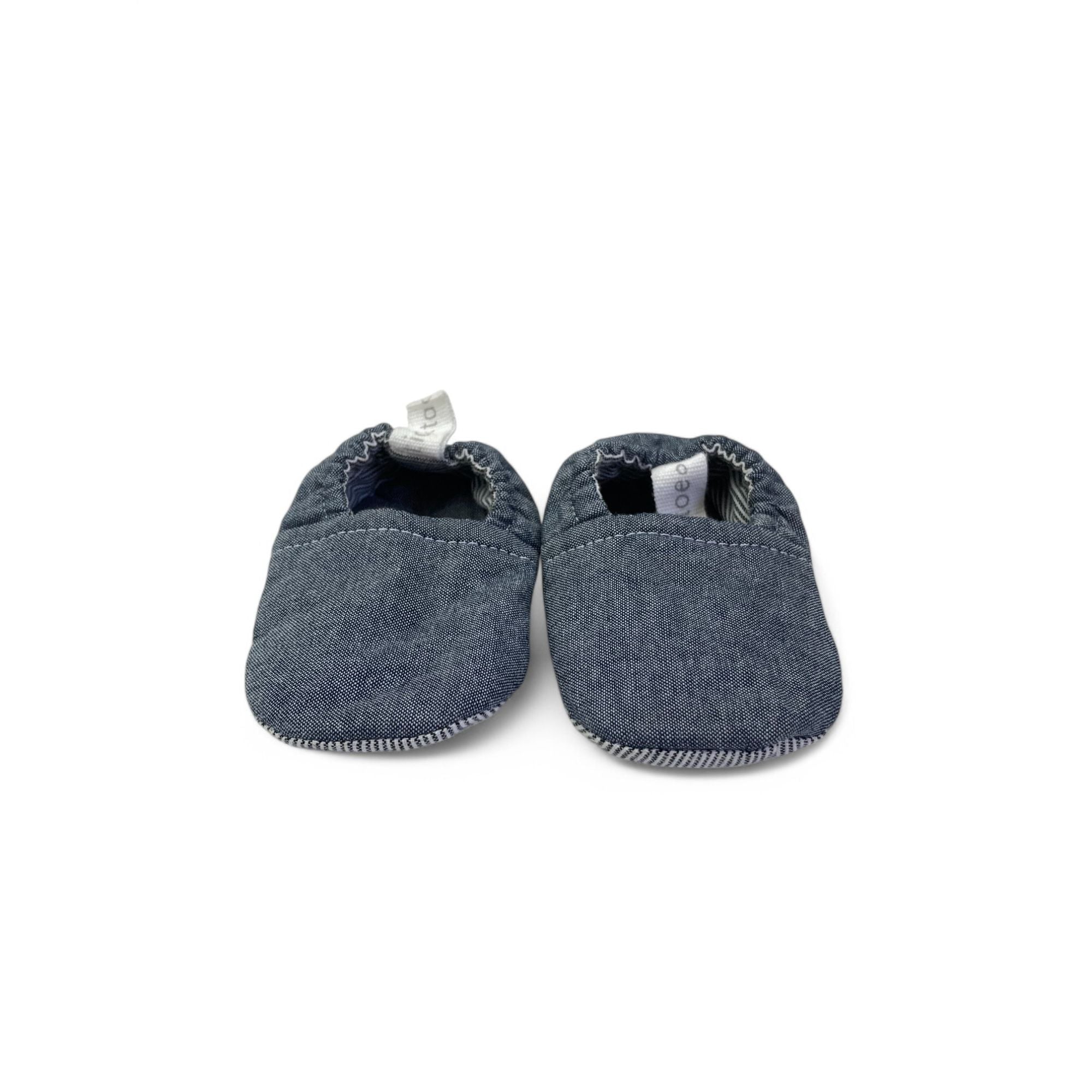 0-3M Chambray Soft Fabric Shoes - Tic Tac Toe