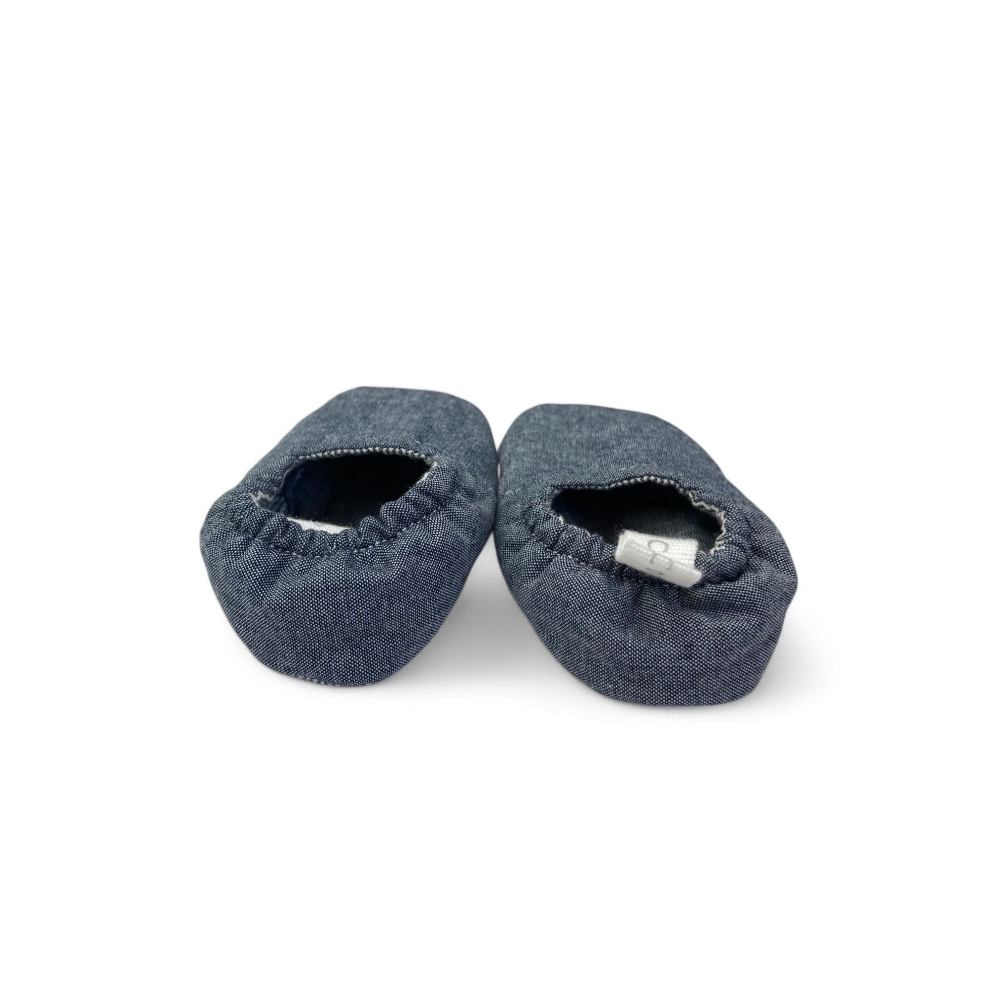 0-3M Chambray Soft Fabric Shoes - Tic Tac Toe