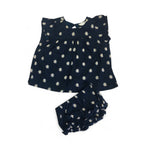 0-3M Navy Blue Daisy Tunic & Bloomer - OneTwoThree