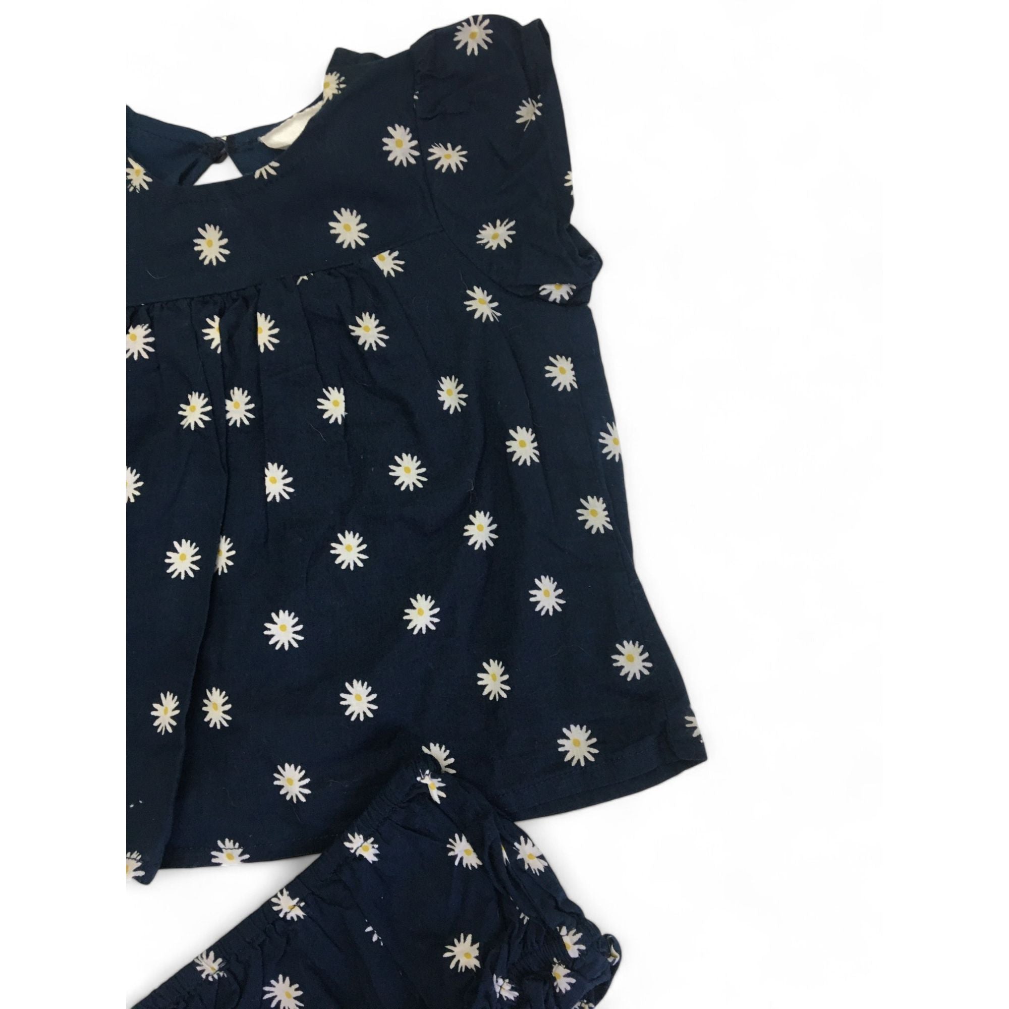 0-3M Navy Blue Daisy Tunic & Bloomer - OneTwoThree