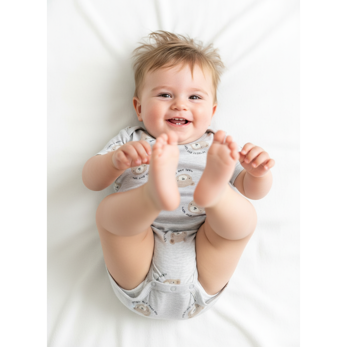 12-18M Grey & beige bear romper - Woolworths