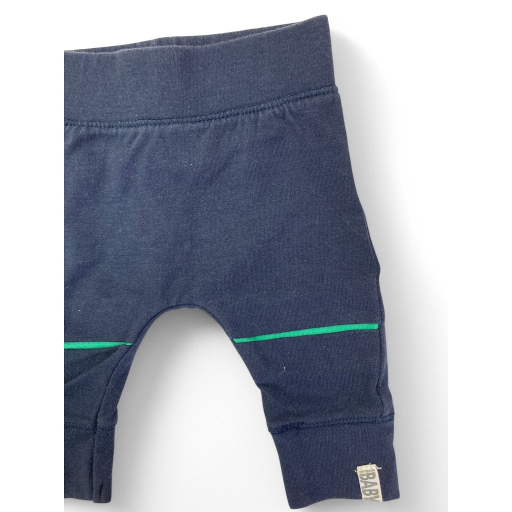 Newborn Navy & Green Knee Detail Leggings - Cotton On