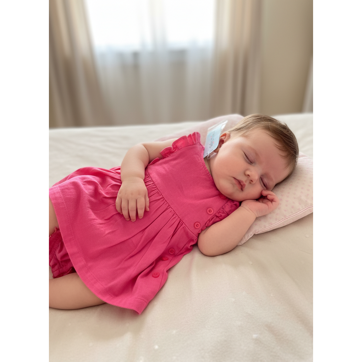 0-3M NEW Cerise linen blend dress & bloomer - Naartjie