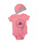 0-6M Neon Pink Logo Bodysuit & Beanie - Converse