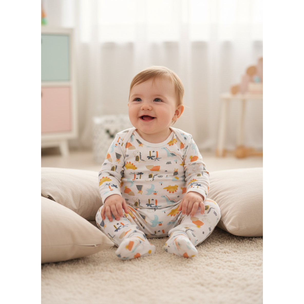 3-6M NEW White dinosaur bodysuit & leggings - Jet