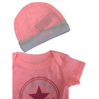 0-6M Neon Pink Logo Bodysuit & Beanie - Converse