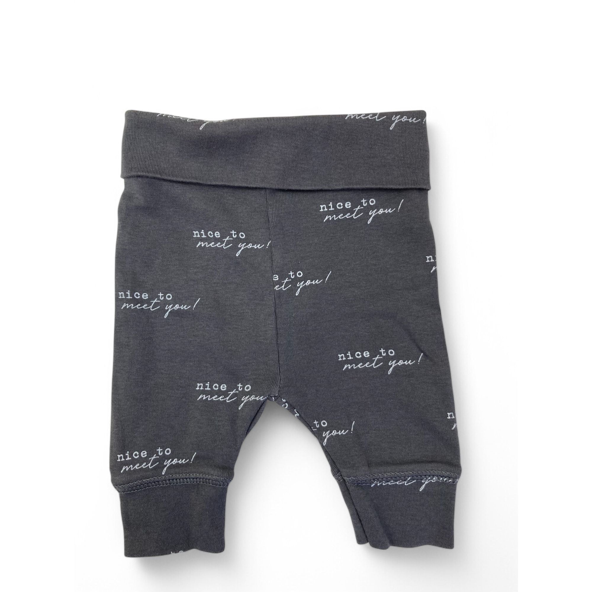 Newborn Grey "Nice To Meet You" Leggings - Cotton On