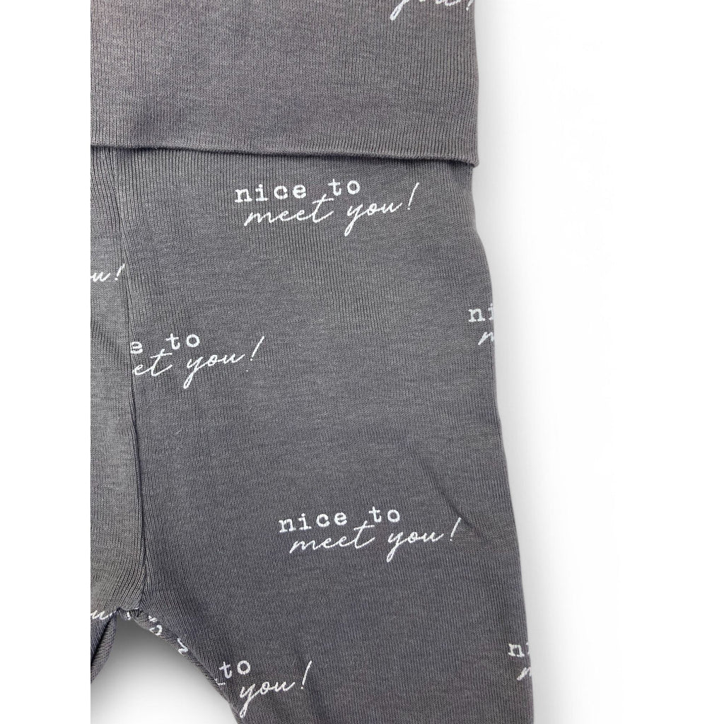 Newborn Grey "Nice To Meet You" Leggings - Cotton On