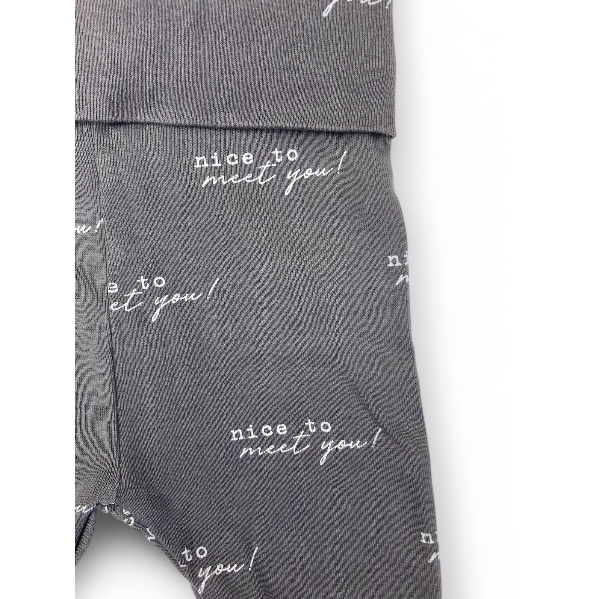 Newborn Grey "Nice To Meet You" Leggings - Cotton On