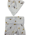 US 1-2M White Animal Leggings & Beanie - H&M