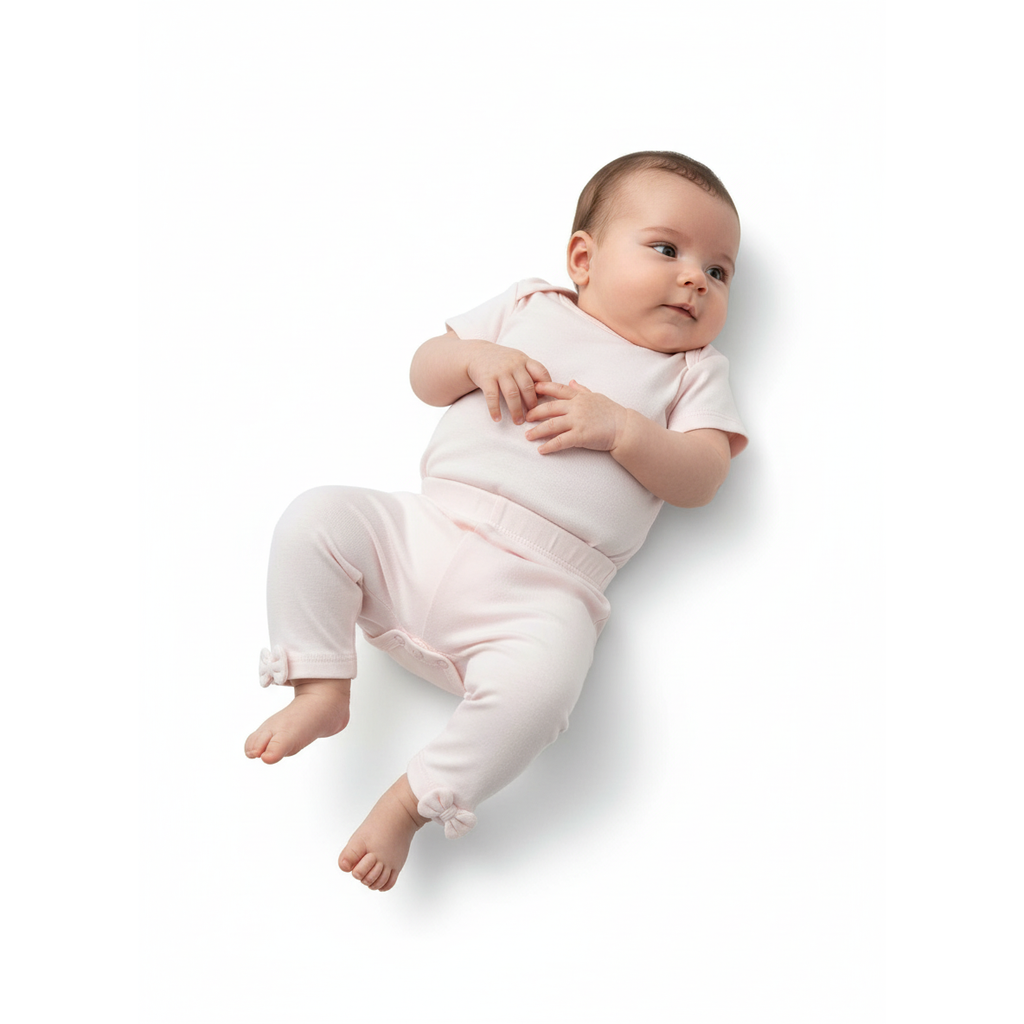 1-2M Light Pink organic cotton leggings - H & M