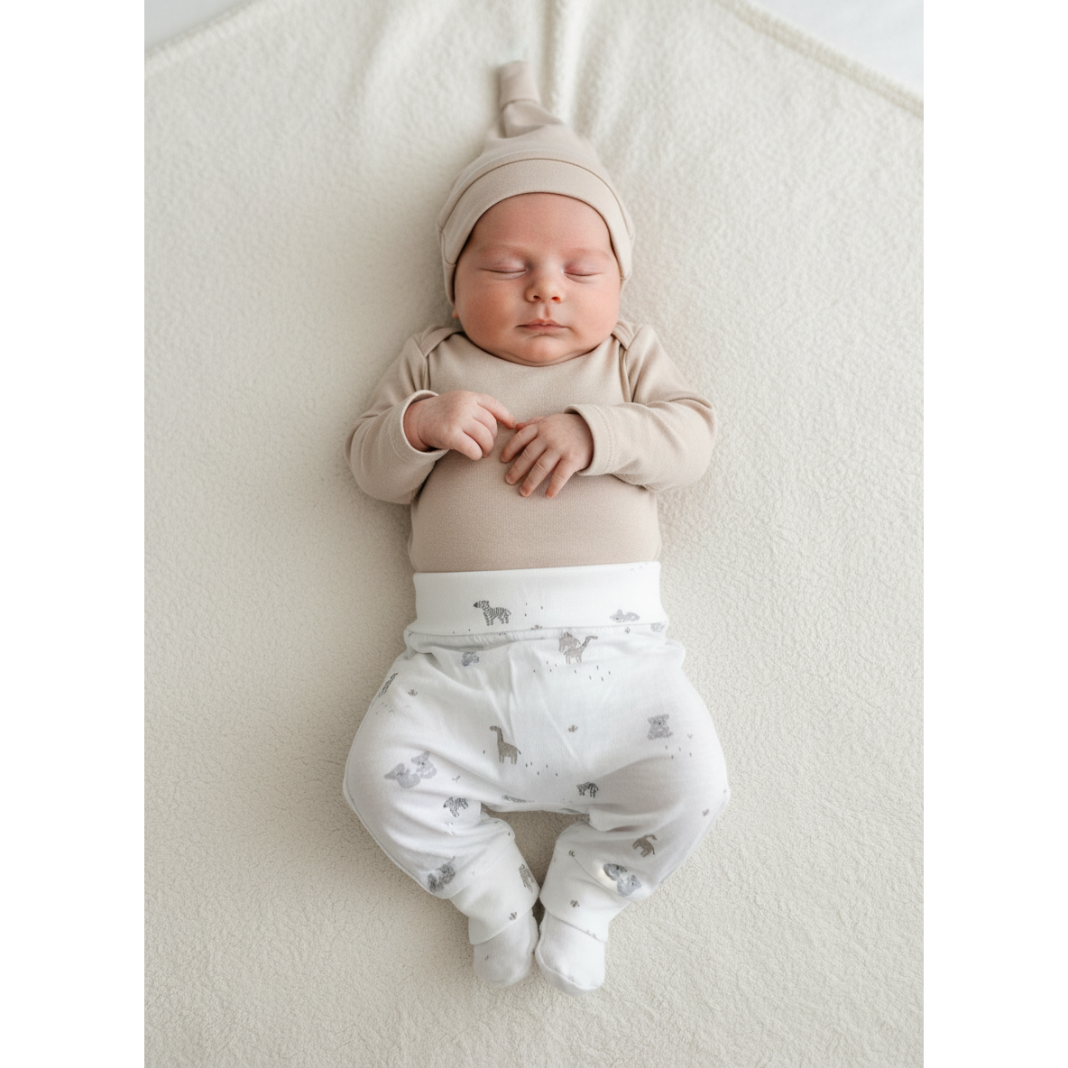 1-2M White & grey animal organic cotton leggings - H & M
