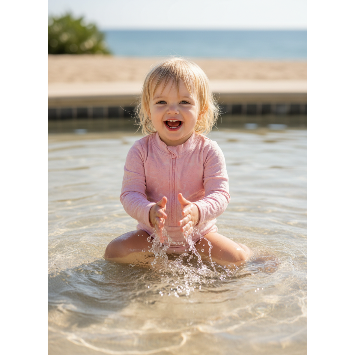 6-12M NEW Pink terry embossed flower swimsuit - Cotton On