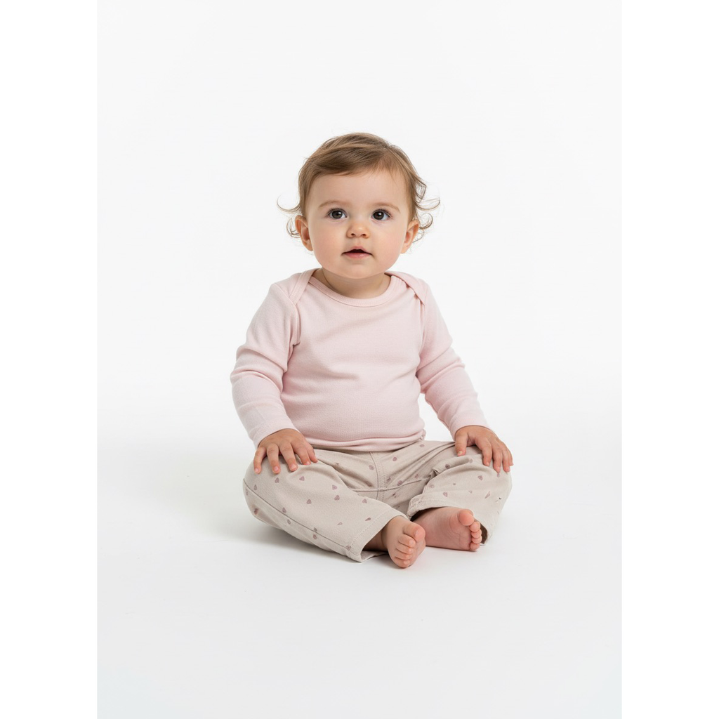 4-6M Pink denim with mini hearts - H & M