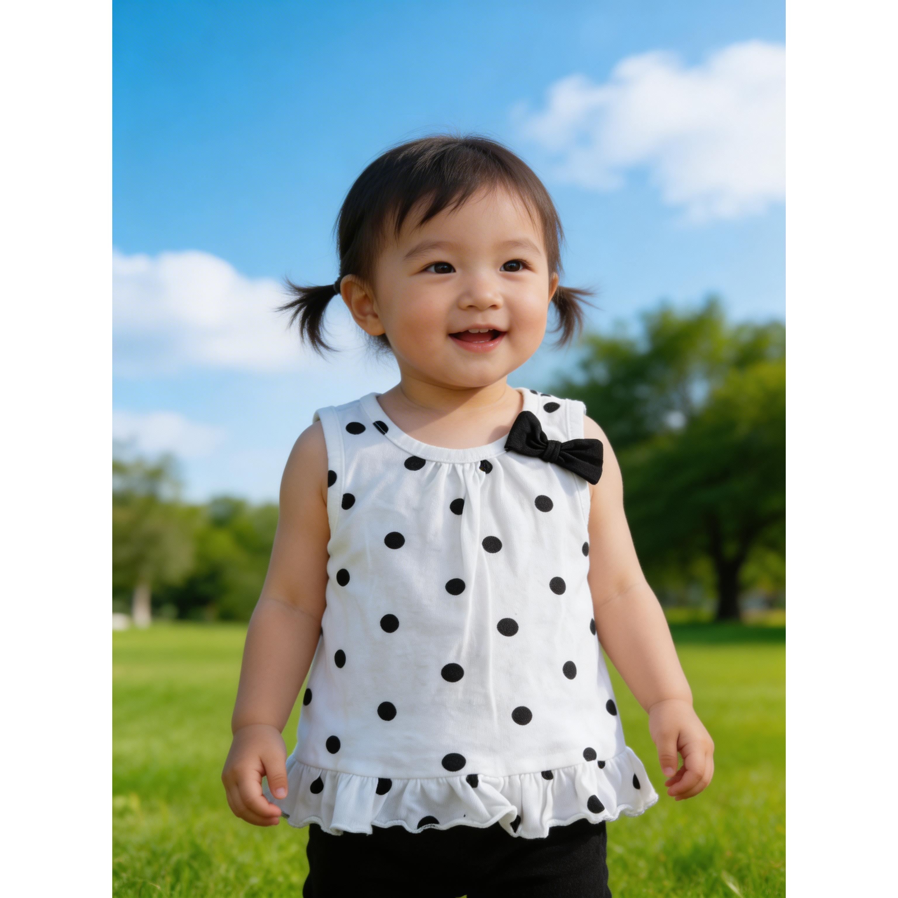 6-12M Polka dot top - Jet