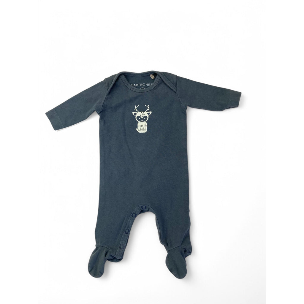 Newborn Grey Reindeer Footed Onesie - Earthchild