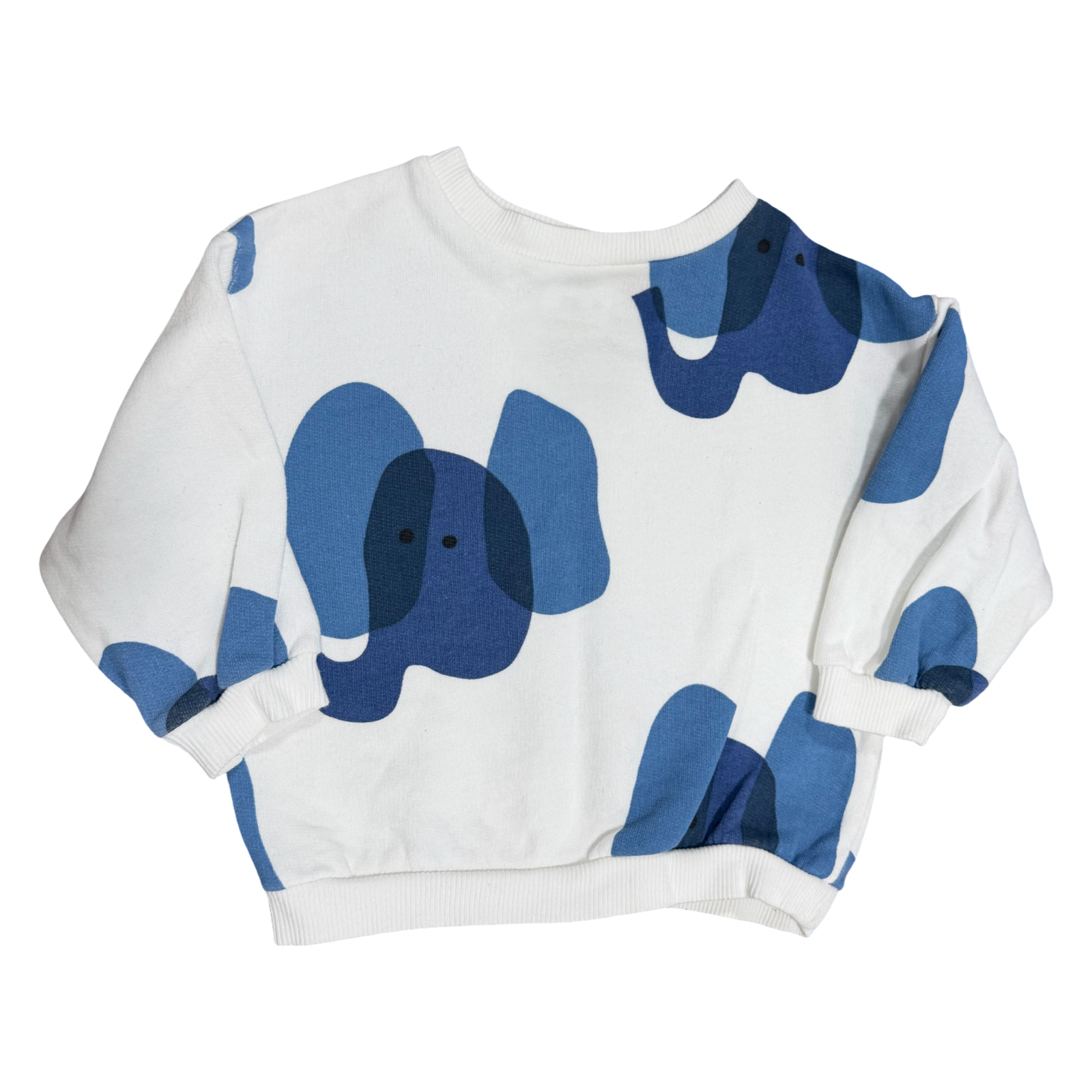 9-12M White & Blue Elephant Sweater - Zara