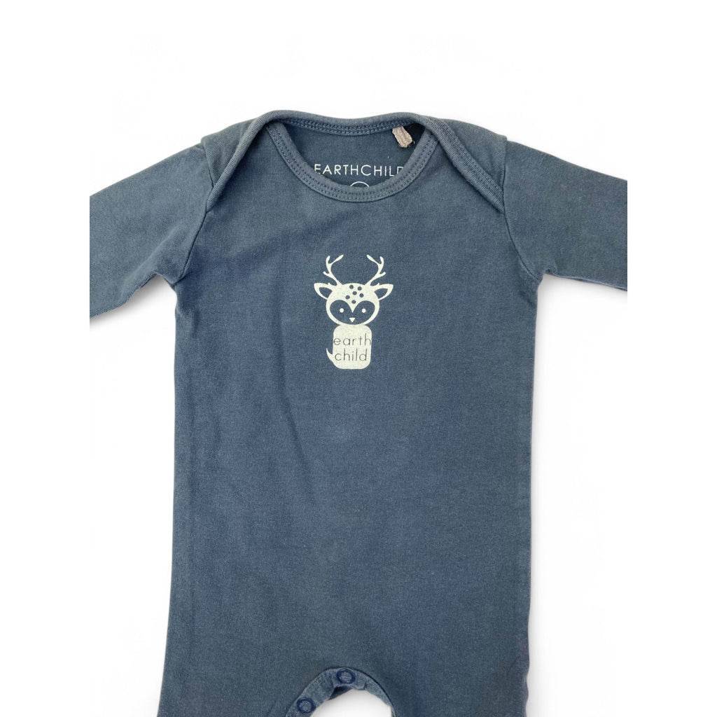 Newborn Grey Reindeer Footed Onesie - Earthchild