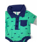 Newborn Green, Blue & Grey Polo Shirt Bodysuit - Tiny Little Wonders