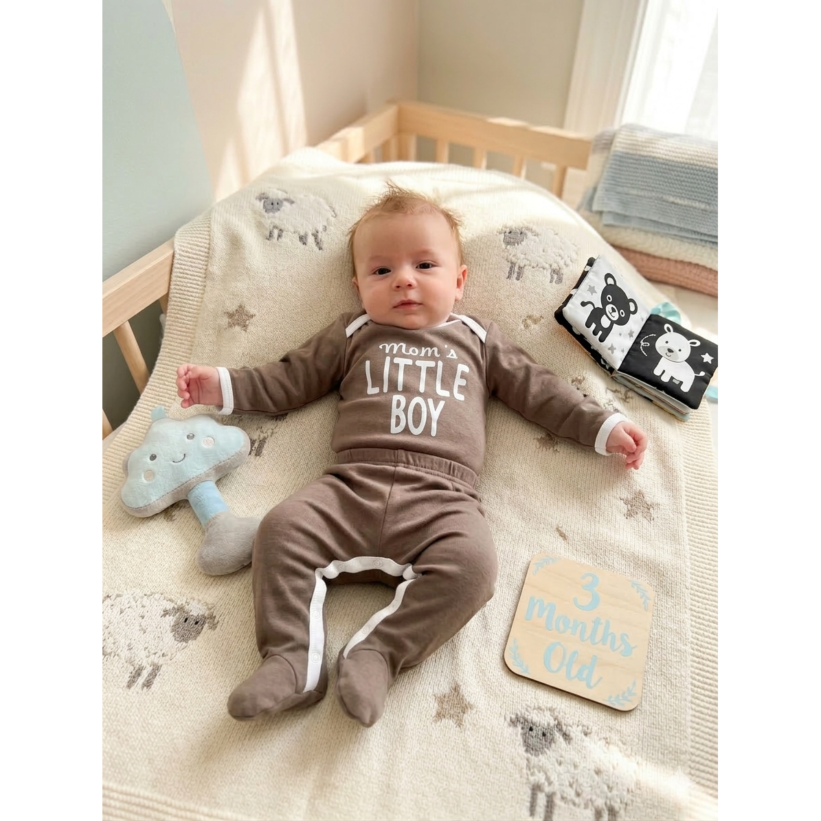 0-3M NEW Brown "Mom's little boy" bodysuit & leggings - Jet