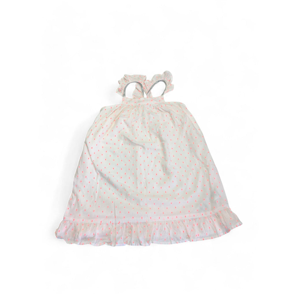 3Y White & Neon Pink Frill Cotton Dress - Cotton On