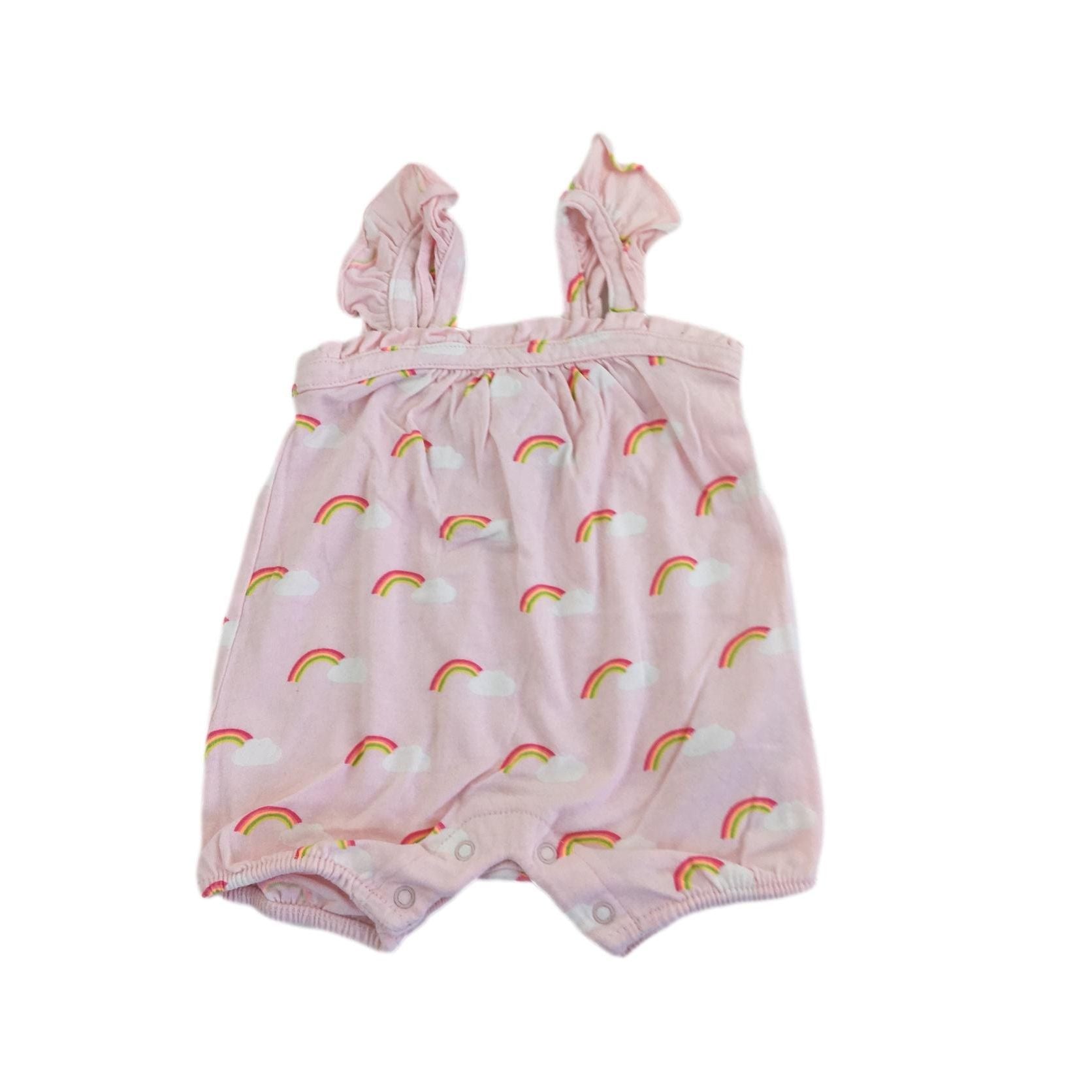 Newborn Pink Rainbow Strappy Romper - Gap