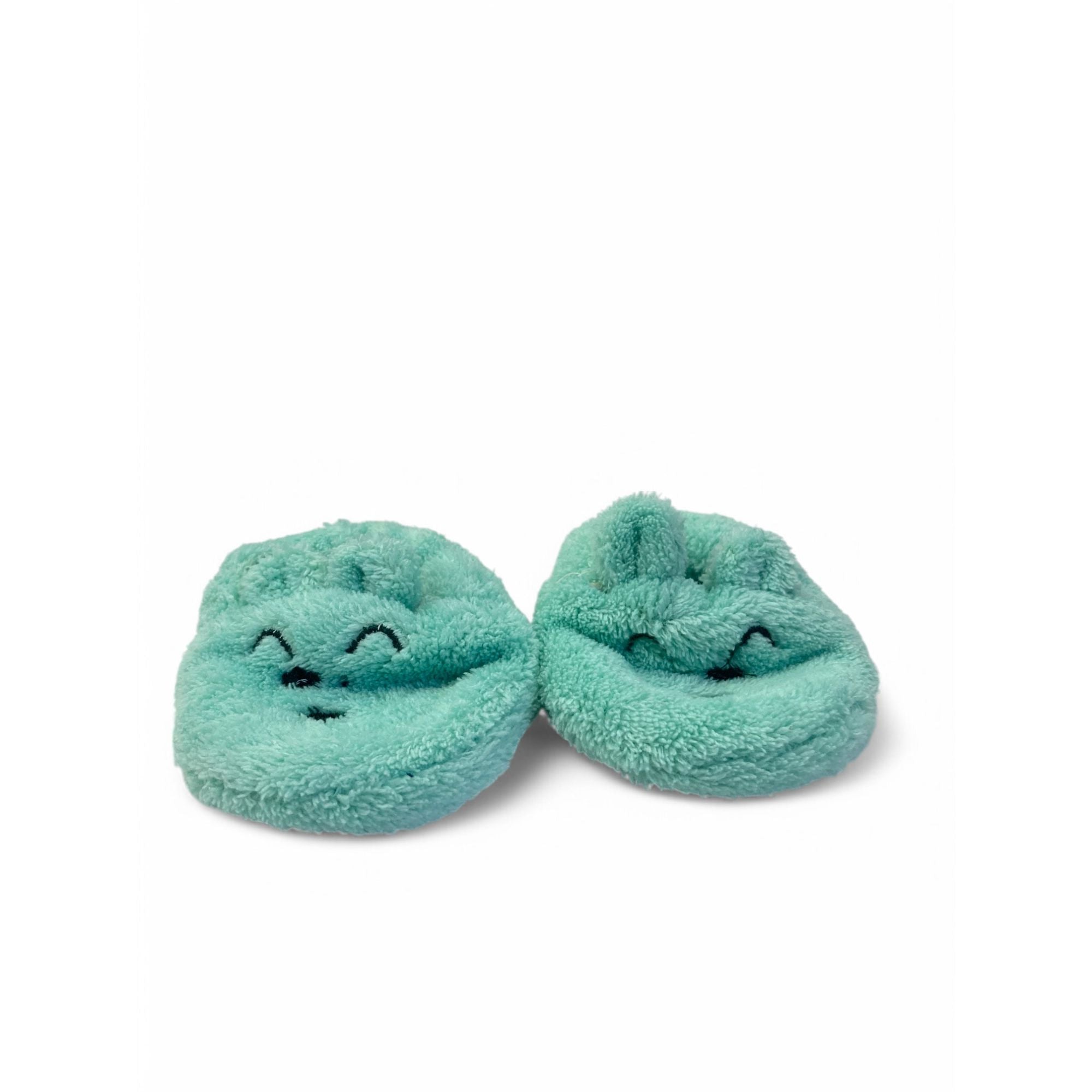 6-12M Teal Fleece Bear Slippers - Tiny Tots