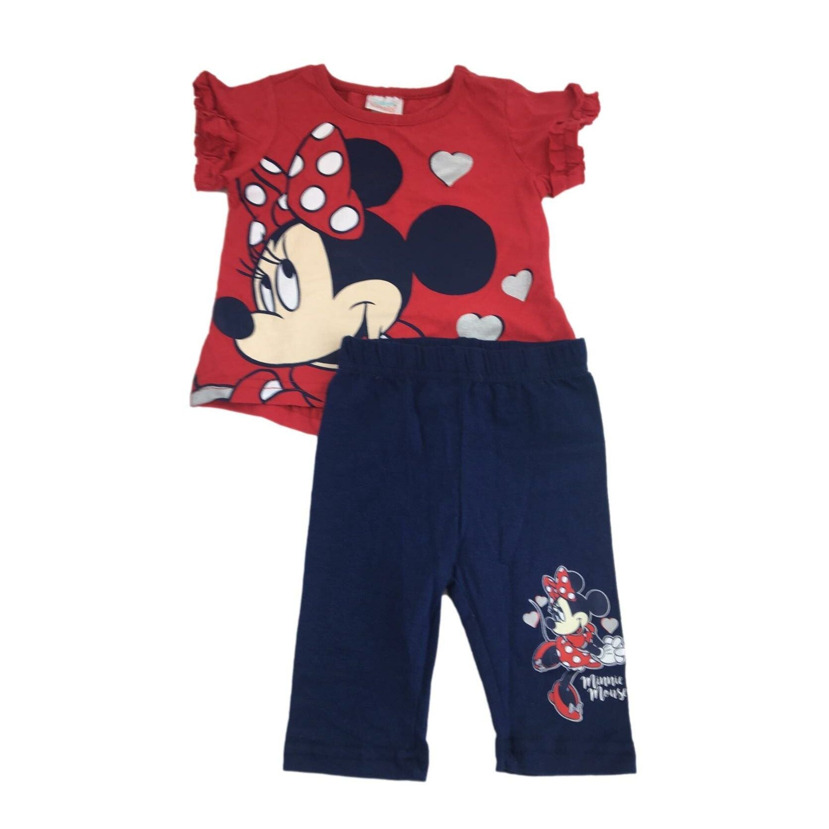 3-6M Red & Navy Minnie Mouse T-shirt & Leggings - Disney