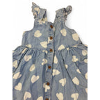 3-6M Light Blue Chambray Heart Button Up Dress - Woolworths
