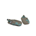 0-6M Grey & Aqua Flower Soft Sole Shoes - Pitta Patta