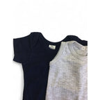 Newborn Grey Ribbed & Navy Blue Bodysuits - Tiny Tots