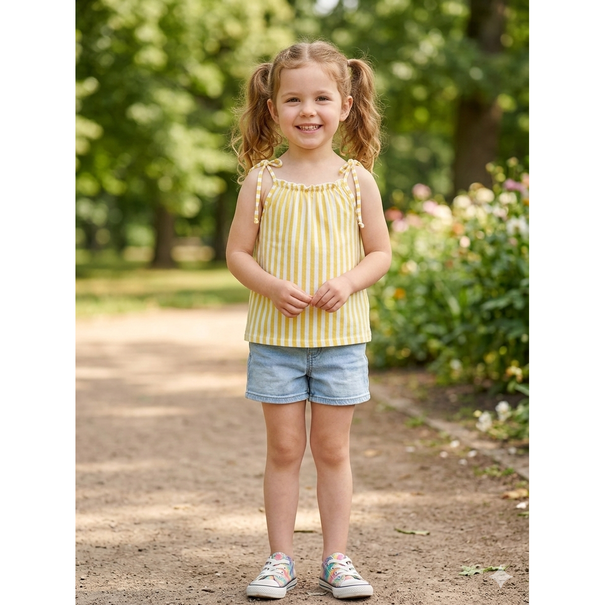 5-6Y Yello & White striped top with straps - Mr Price