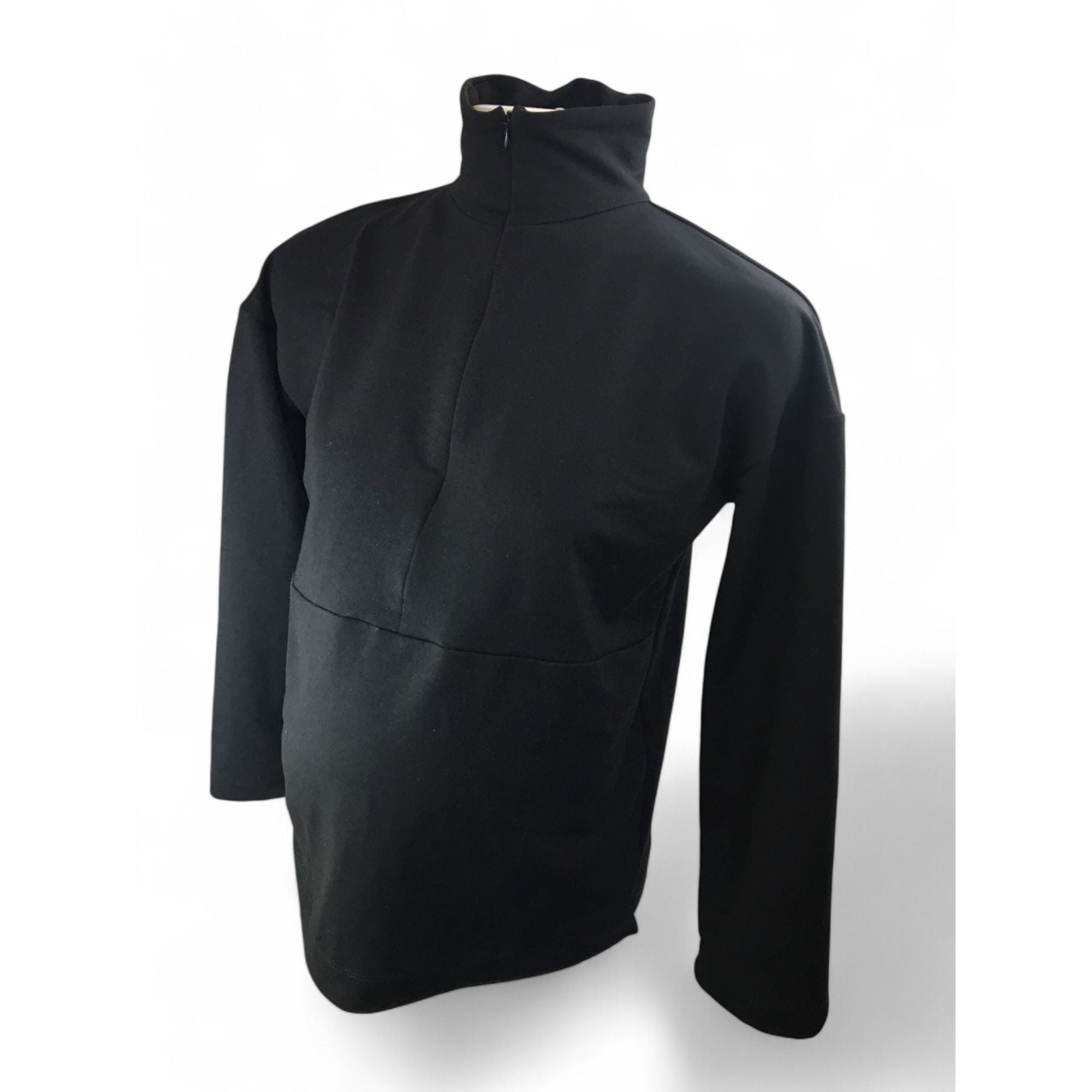 Small - Black Turtleneck Maternity & Nursing Sweater - Momsy