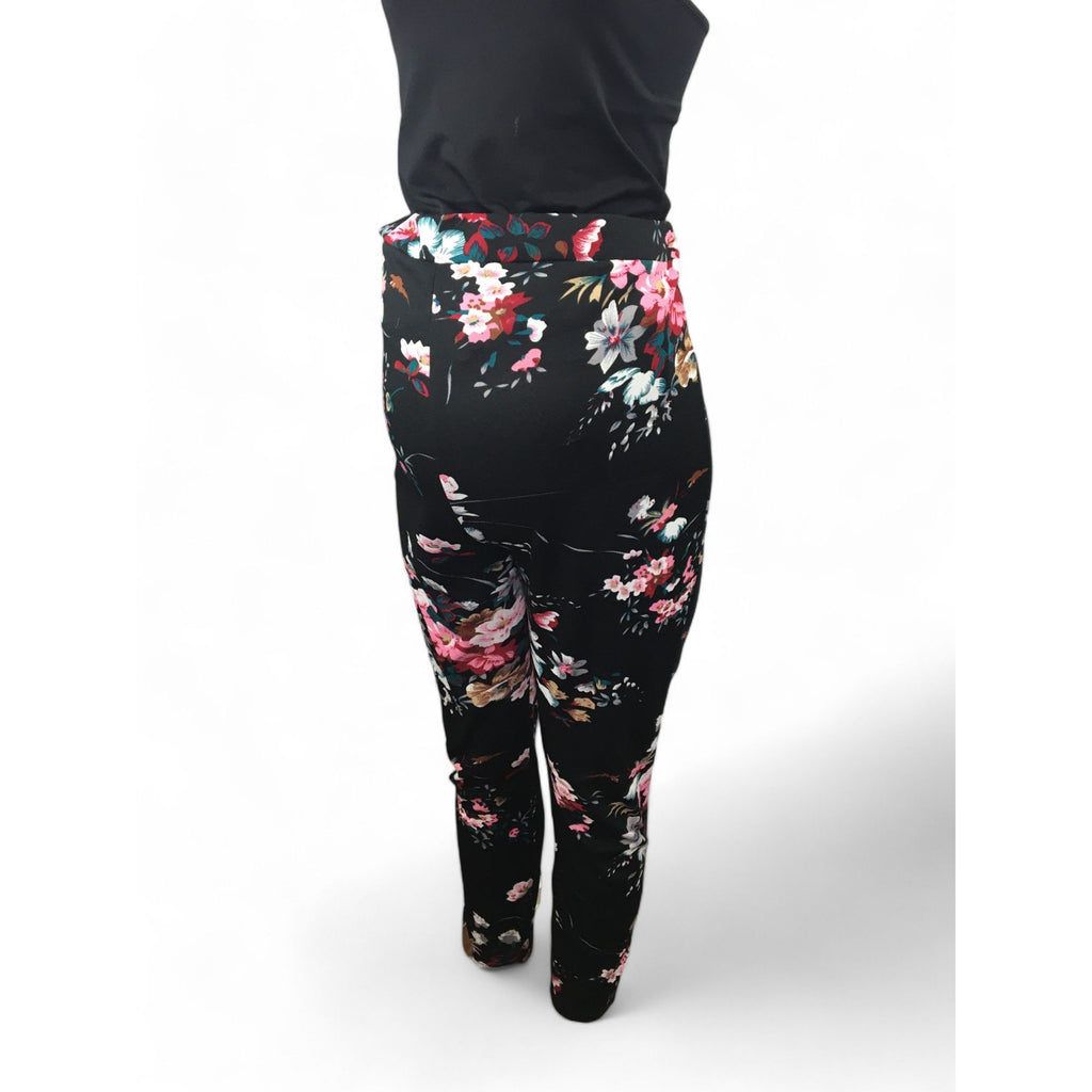 XXL - Black Floral Crepe Maternity Leggings - Shein