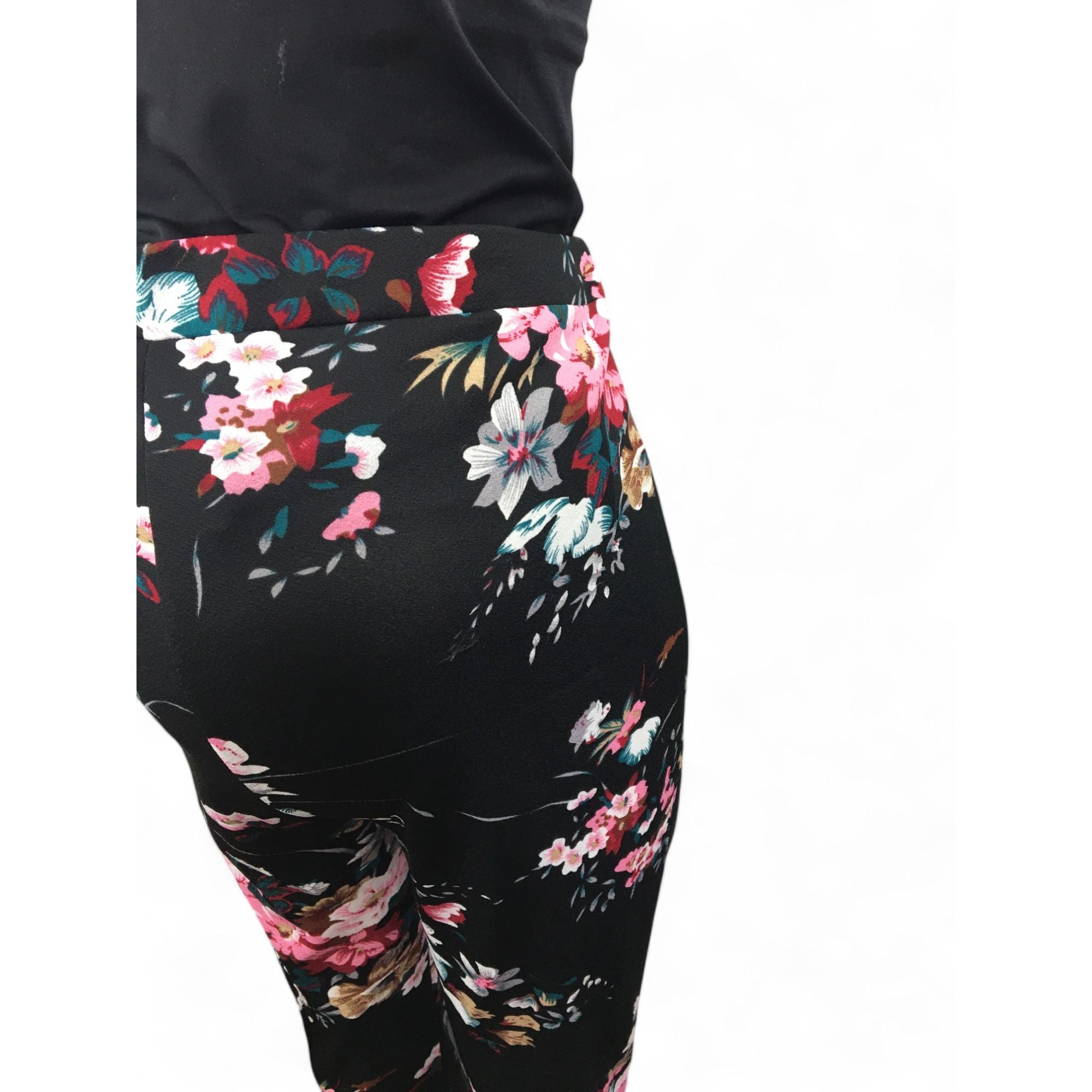 XXL - Black Floral Crepe Maternity Leggings - Shein