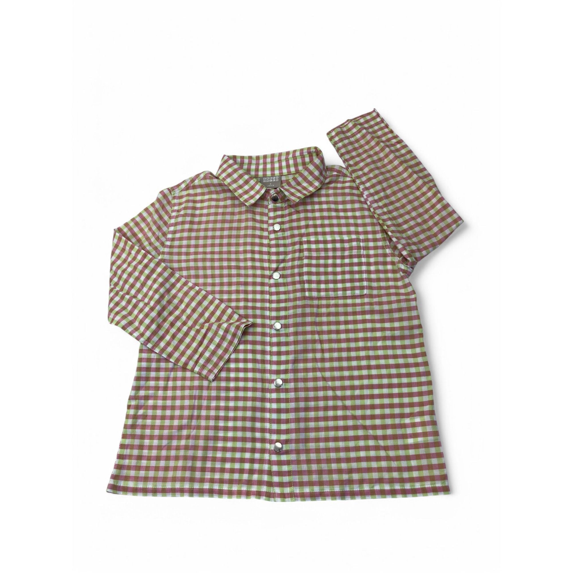 4Y Pink & Green Check Lightweight Shirt - Earthchild