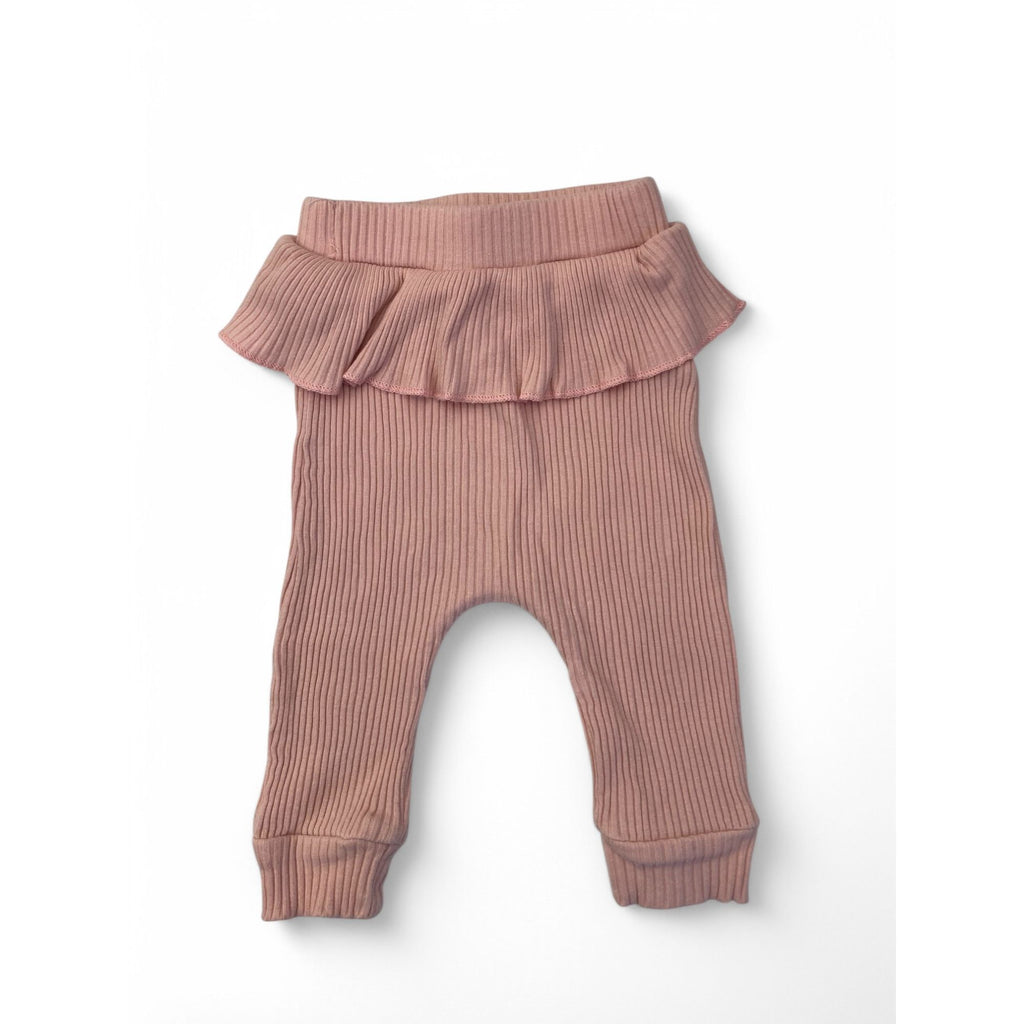 1-3M Light Pink Ribbed Peplum Leggings - Shein