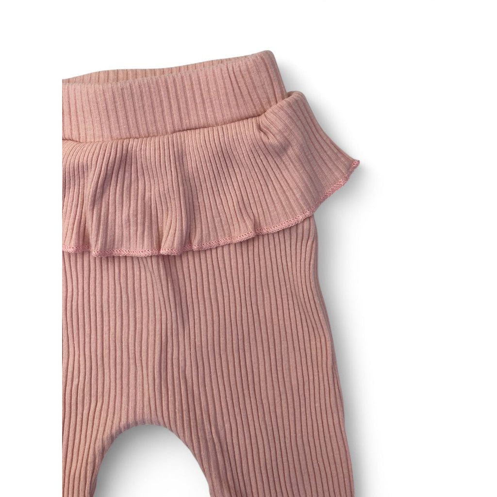 1-3M Light Pink Ribbed Peplum Leggings - Shein