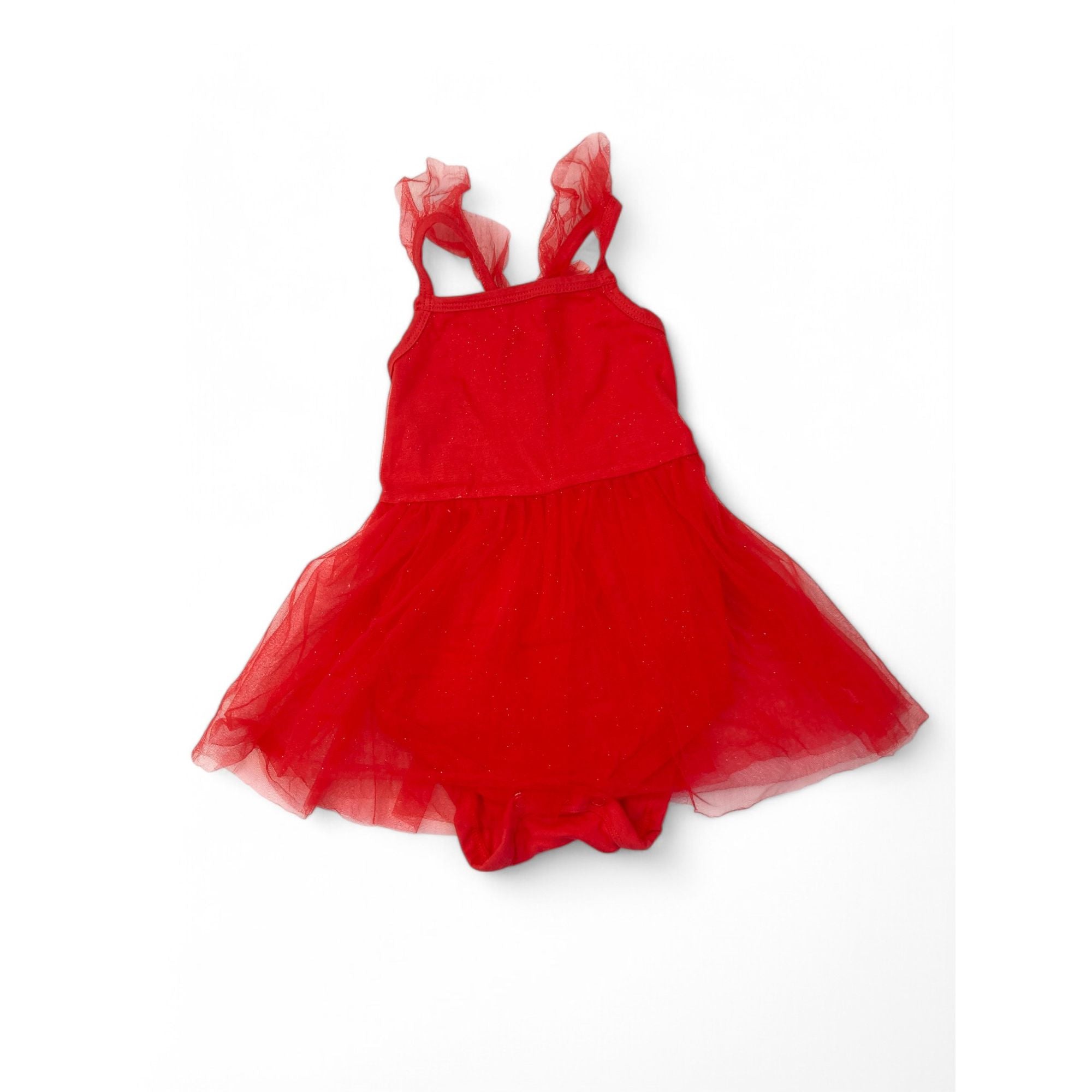 6-12M Red Glitter Tulle Romper Dress - Woolworths