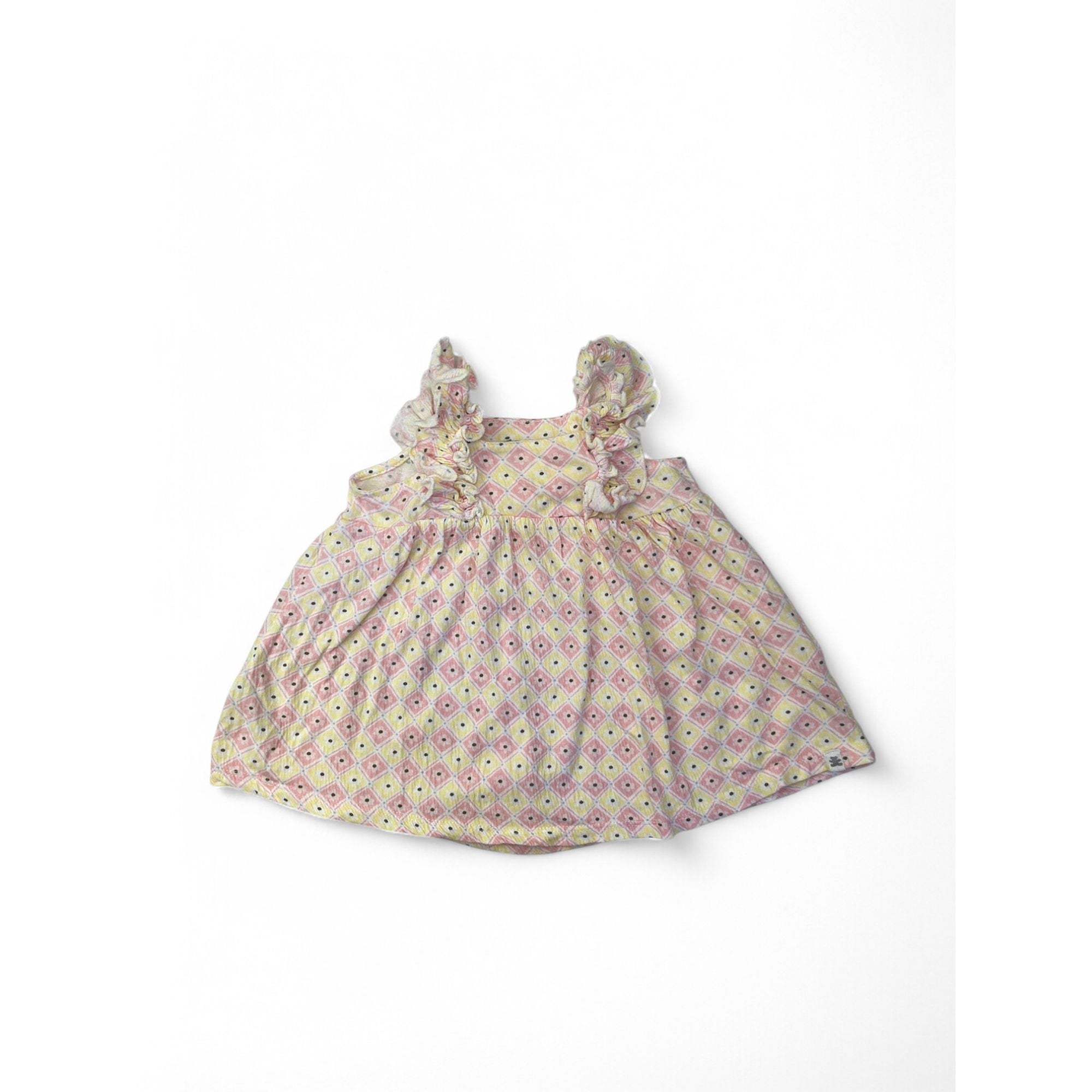 3-6M Pink & Yellow Frill Geometric Dress - Woolworths
