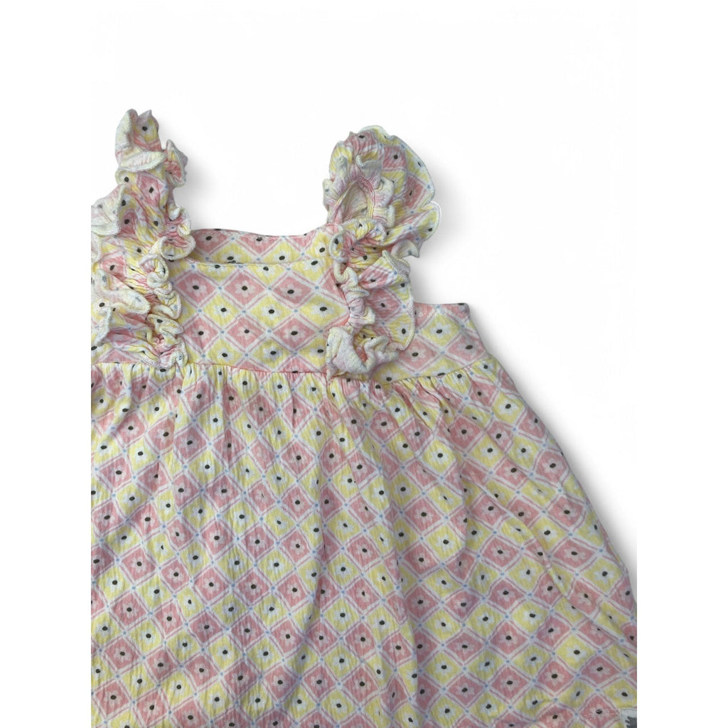 3-6M Pink & Yellow Frill Geometric Dress - Woolworths