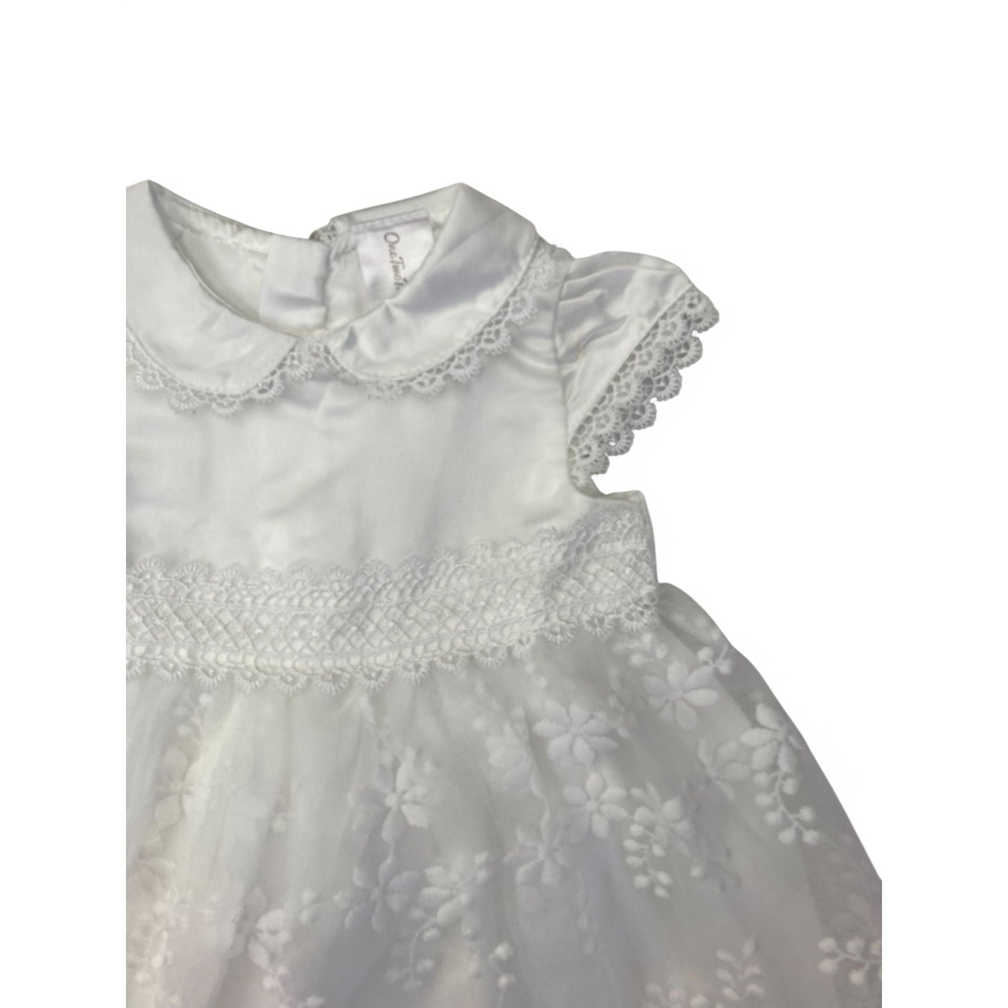 0-3M Cream Lace Tulle Dress - OneTwoThree