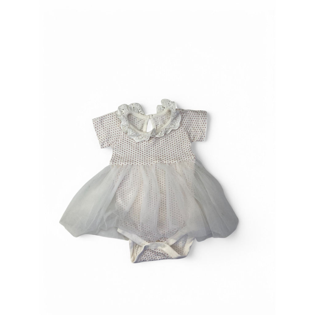 Newborn Cream & Pink Dotted Tulle Romper Dress - Woolworths