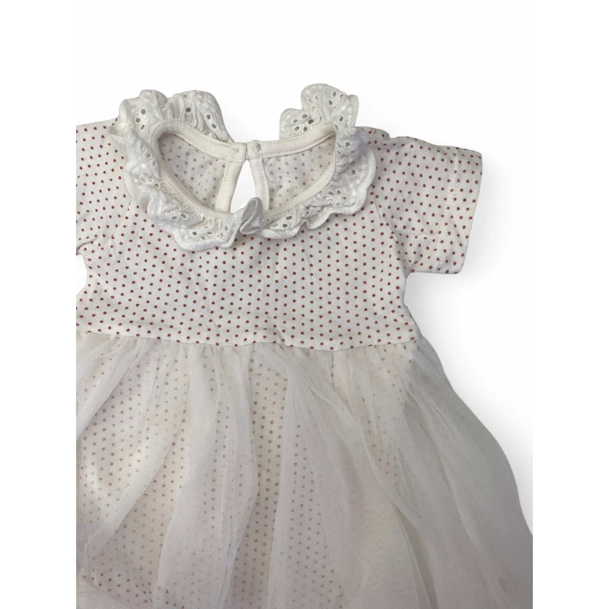 Newborn Cream & Pink Dotted Tulle Romper Dress - Woolworths
