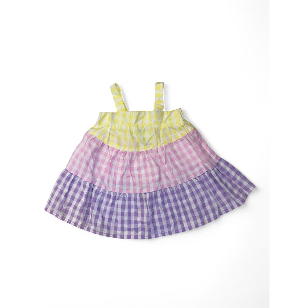 6-12M Pastel Gingham Strappy Tiered Dress - Ackermans