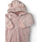 1-3M Light Pink Melange Fleece Zip Onesie - Woolworths